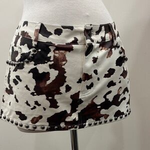 Windsor Black and Brown Cow-print Mini Skirt